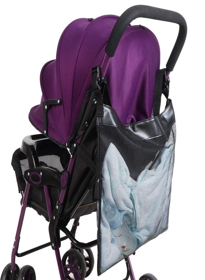 CHEOTIME Portable Stroller Hanging Bag, Side Sling Cargo Net Hanging Breathable Baby Stroller Mesh Storage Bag Wheelchair Portable Storage Bag Organizer - Image 3